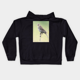 Beautiful female Red Winged Blackbird in a field Kids Hoodie