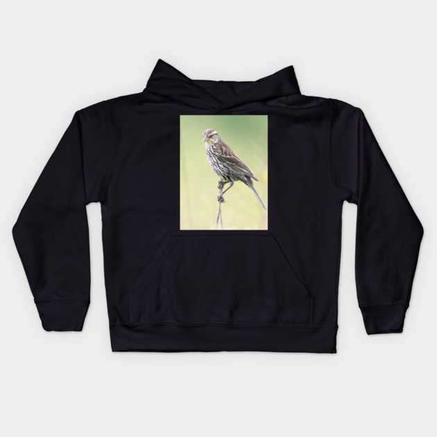 Beautiful female Red Winged Blackbird in a field Kids Hoodie by BirdsnStuff