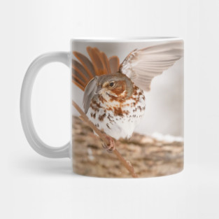 Fox Sparrow with tail feathers fanned out Mug