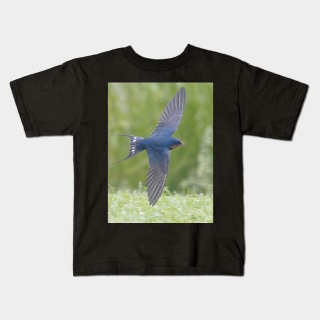 Barn Swallow in Flight Kids T-Shirt by BirdsnStuff