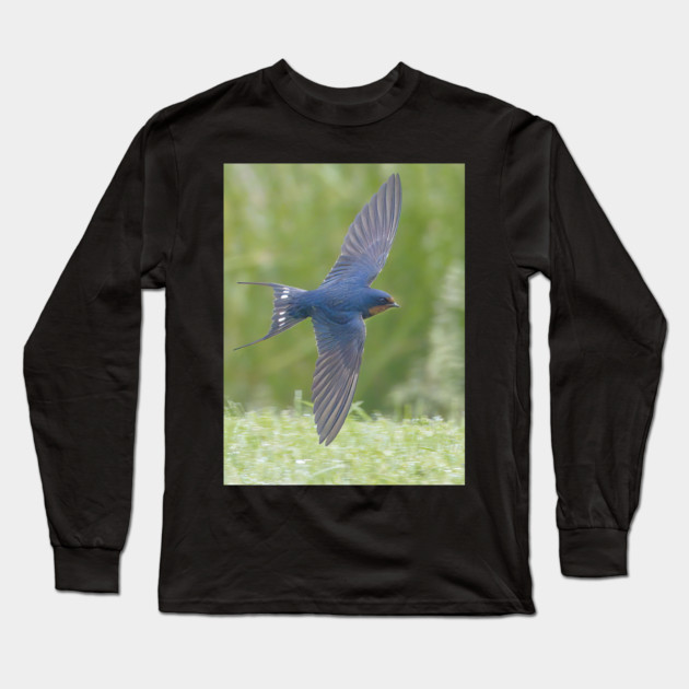 Barn Swallow in Flight Long Sleeve T-Shirt by BirdsnStuff