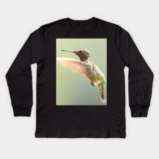 Ruby-throated Hummingbird in flight Kids Long Sleeve T-Shirt