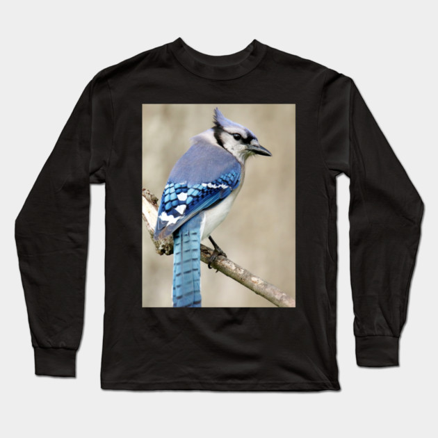 Portrait of a Blue Jay Long Sleeve T-Shirt by BirdsnStuff