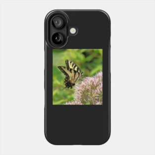 Butterfly on pink purple flowers Phone Case