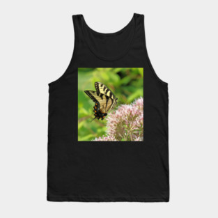 Butterfly on pink purple flowers Tank Top