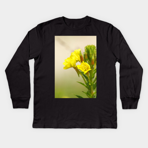 Yellow Wildflowers Kids Long Sleeve T-Shirt by BirdsnStuff