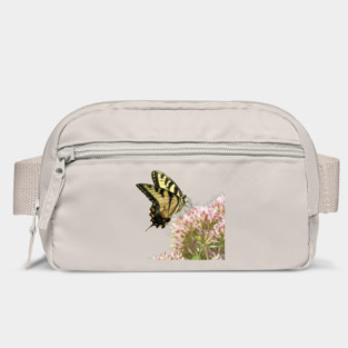 Butterfly on pink flowers with no background Bag