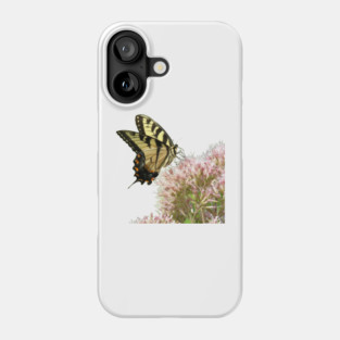 Butterfly on pink flowers with no background Phone Case