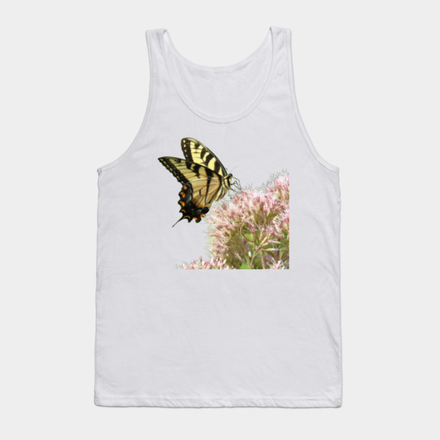 Butterfly on pink flowers with no background Tank Top by BirdsnStuff