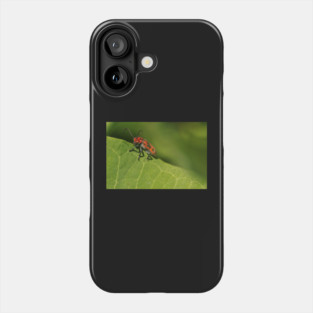 Red and black beetle on a leaf Phone Case