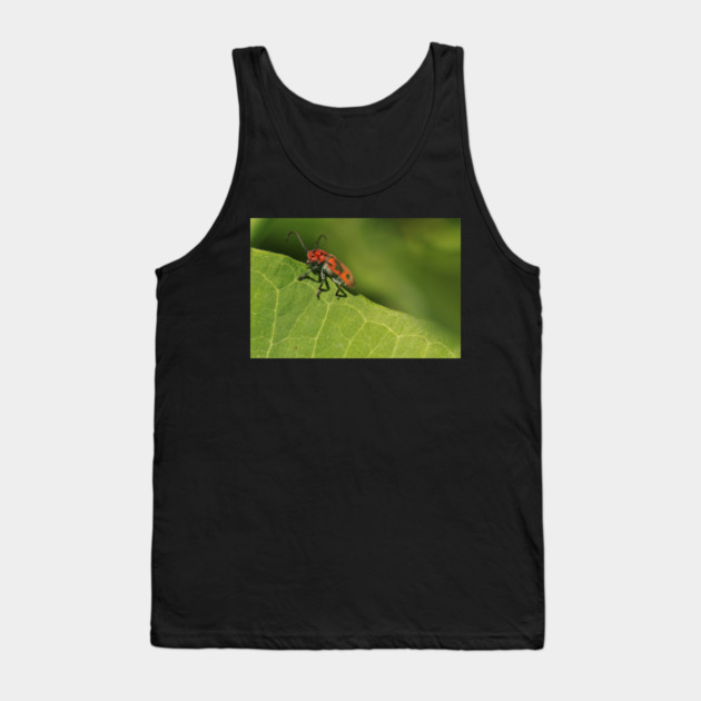 Red and black beetle on a leaf Tank Top by BirdsnStuff