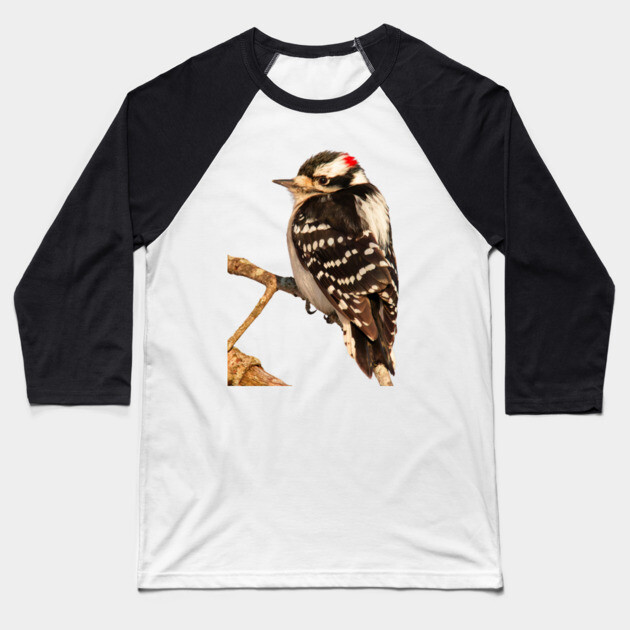 Downy Woodpecker with no background Baseball T-Shirt by BirdsnStuff
