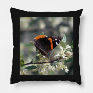 Orange and Black Butterfly with white spots Pillow