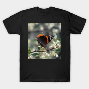 Orange and Black Butterfly with white spots T-Shirt