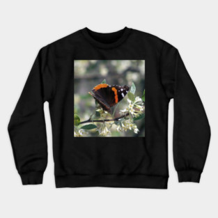 Orange and Black Butterfly with white spots Crewneck Sweatshirt