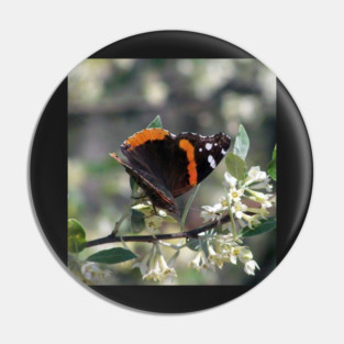 Orange and Black Butterfly with white spots Pin