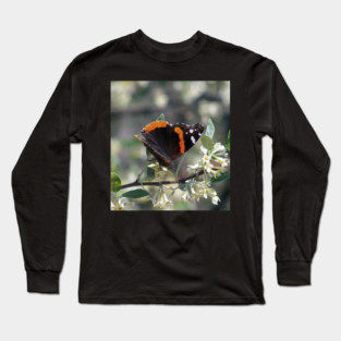 Orange and Black Butterfly with white spots Long Sleeve T-Shirt