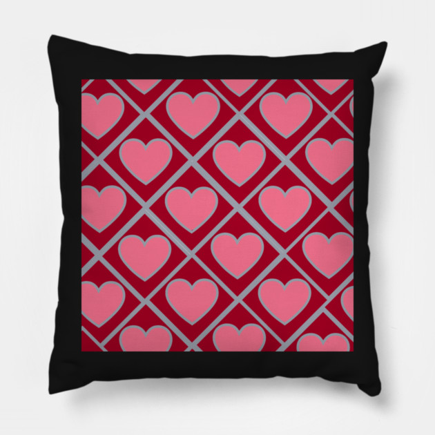 Red and Pink Hearts Pillow by BirdsnStuff