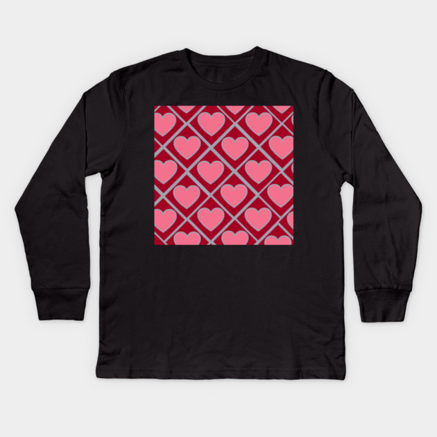 Red and Pink Hearts Kids Long Sleeve T-Shirt by BirdsnStuff