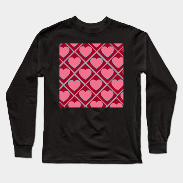 Red and Pink Hearts Long Sleeve T-Shirt by BirdsnStuff
