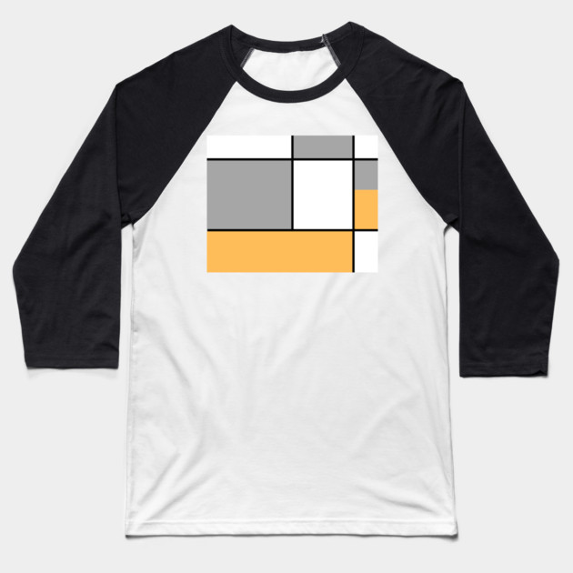 Squares and Rectangles  Gold , Grey, and White Baseball T-Shirt by BirdsnStuff