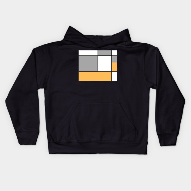Squares and Rectangles  Gold , Grey, and White Kids Hoodie by BirdsnStuff