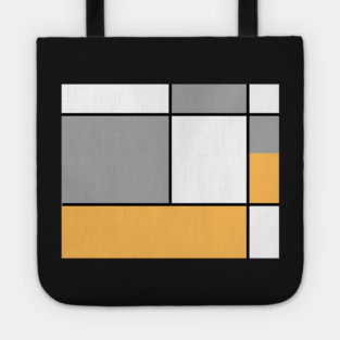 Squares and Rectangles  Gold , Grey, and White Tote