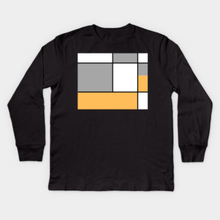 Squares and Rectangles  Gold , Grey, and White Kids Long Sleeve T-Shirt