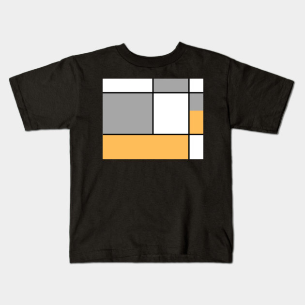 Squares and Rectangles  Gold , Grey, and White Kids T-Shirt by BirdsnStuff