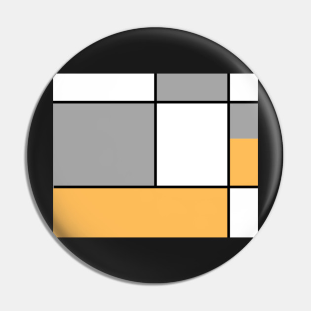 Squares and Rectangles  Gold , Grey, and White Pin by BirdsnStuff