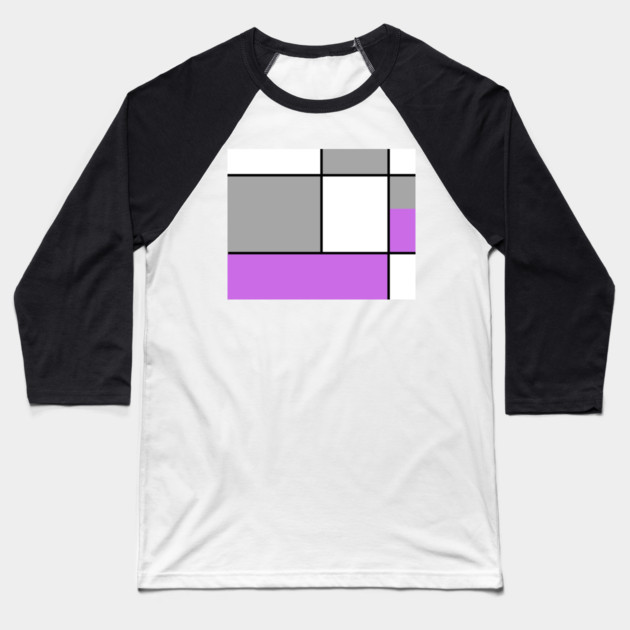 Squares and Rectangles  Purple , Grey, and White Baseball T-Shirt by BirdsnStuff