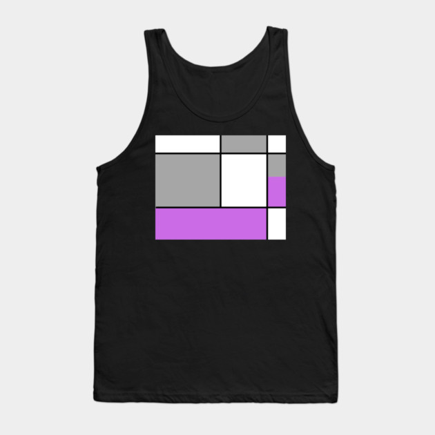 Squares and Rectangles  Purple , Grey, and White Tank Top by BirdsnStuff