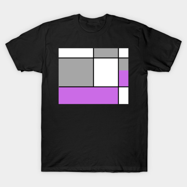 Squares and Rectangles  Purple , Grey, and White T-Shirt by BirdsnStuff