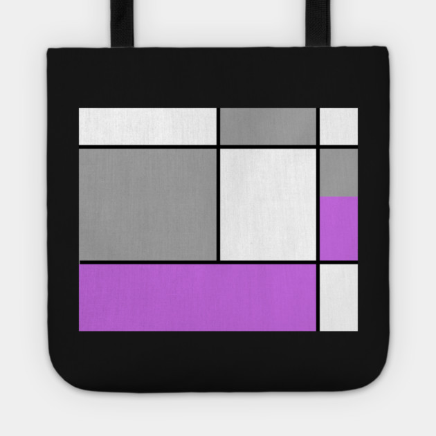 Squares and Rectangles  Purple , Grey, and White Tote by BirdsnStuff