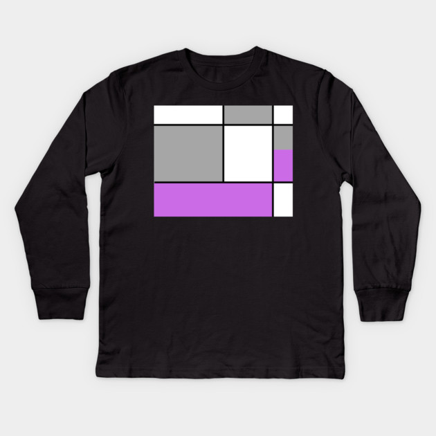 Squares and Rectangles  Purple , Grey, and White Kids Long Sleeve T-Shirt by BirdsnStuff
