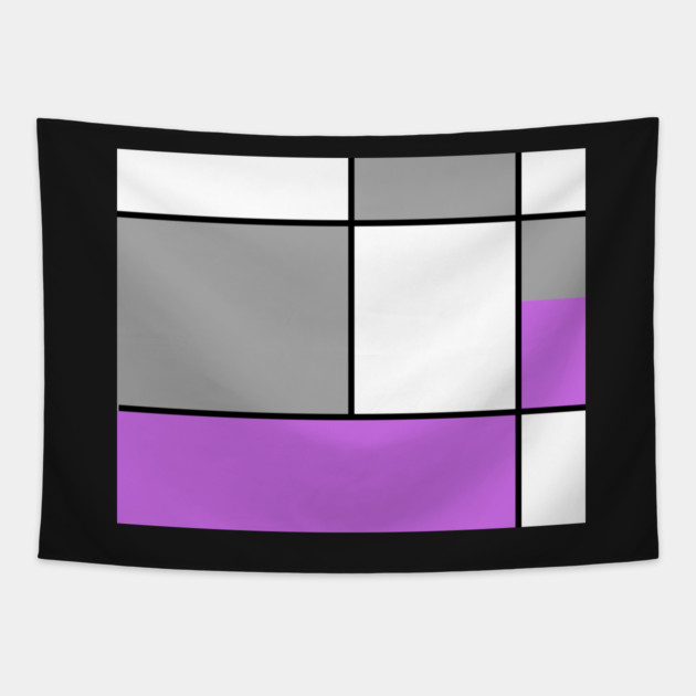 Squares and Rectangles  Purple , Grey, and White Tapestry by BirdsnStuff