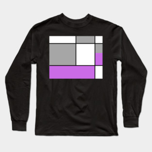 Squares and Rectangles  Purple , Grey, and White Long Sleeve T-Shirt