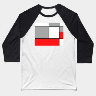 Squares and Rectangles  Red , Grey, and White Baseball T-Shirt