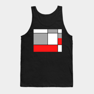 Squares and Rectangles  Red , Grey, and White Tank Top