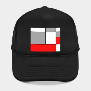 Squares and Rectangles  Red , Grey, and White Hat