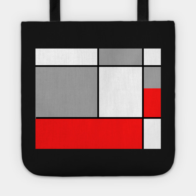 Squares and Rectangles  Red , Grey, and White Tote by BirdsnStuff