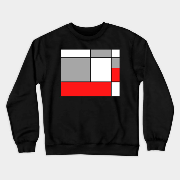 Squares and Rectangles  Red , Grey, and White Crewneck Sweatshirt by BirdsnStuff