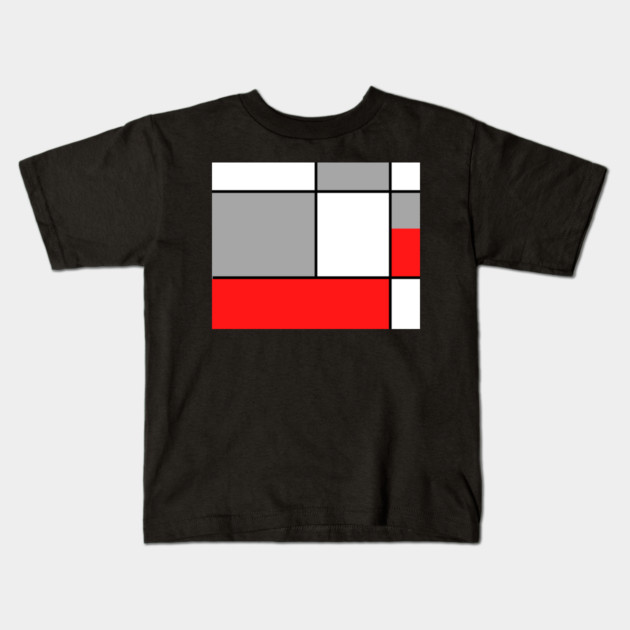Squares and Rectangles  Red , Grey, and White Kids T-Shirt by BirdsnStuff