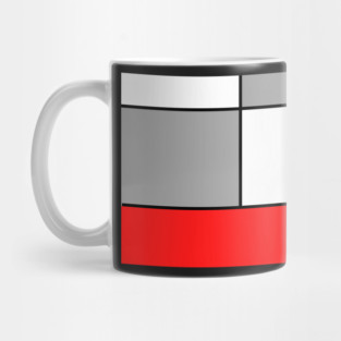 Squares and Rectangles  Red , Grey, and White Mug