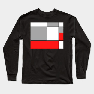 Squares and Rectangles  Red , Grey, and White Long Sleeve T-Shirt