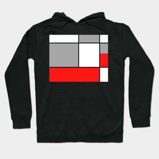 Squares and Rectangles  Red , Grey, and White Hoodie by BirdsnStuff