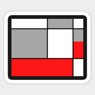 Squares and Rectangles  Red , Grey, and White Magnet