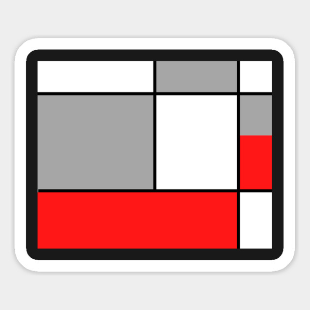 Squares and Rectangles  Red , Grey, and White Magnet by BirdsnStuff