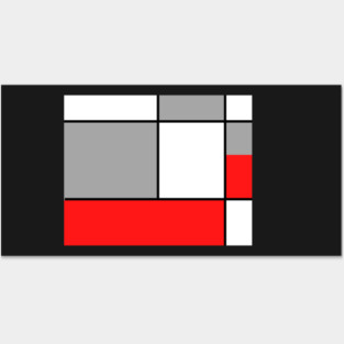 Squares and Rectangles  Red , Grey, and White Posters and Art