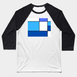 Squares and Rectangles  Blue, Light Blue, White Baseball T-Shirt